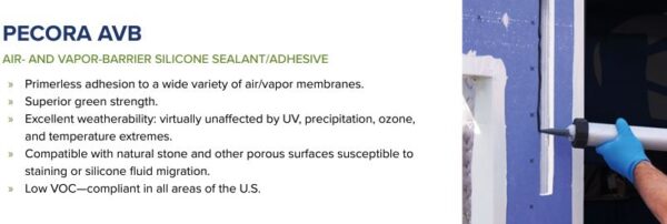 Pecora Air and Vapor Barrier AVB Silicone Sausage Case